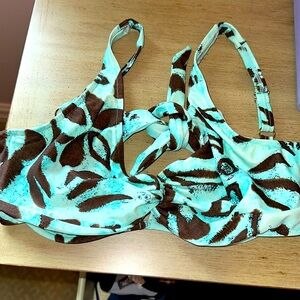 Sunset Brown and White Patterned Bikini Top